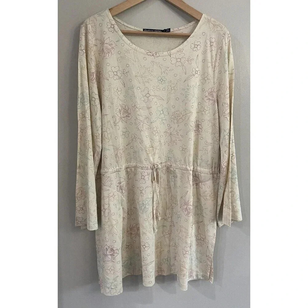 Gudrun Sjoden Cream Floral Drawstring Tunic Dress